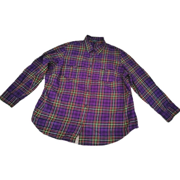 Lauren Ralph Lauren Tops - LRL Lauren Jeans Co. Ralph Lauren Size 2X Purple Plaid Cotton Shirt Button-Up